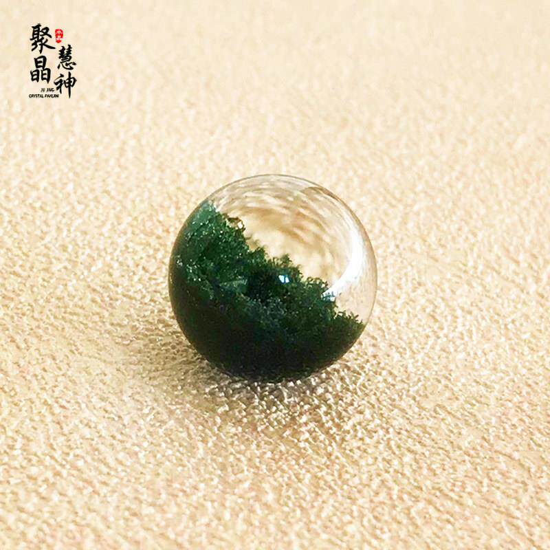 珍藏级巴西绿幽灵散珠深墨绿聚宝盆单珠多宝手錬水晶配珠DIY手串