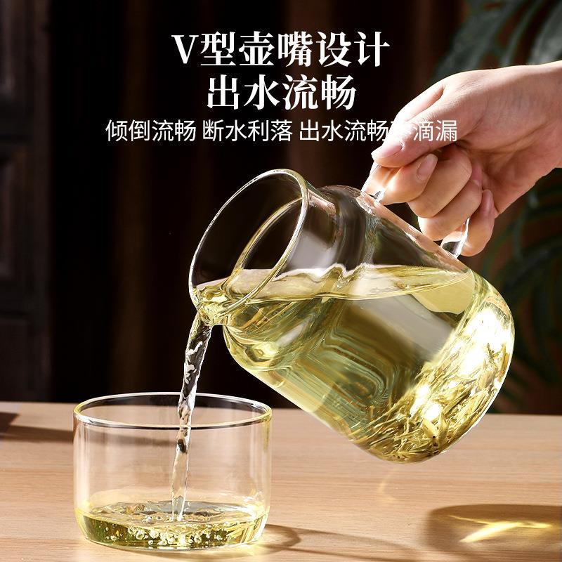 大号耐高温玻璃杯耐热防爆大口径加厚大容量带把手带盖玻璃水杯图片
