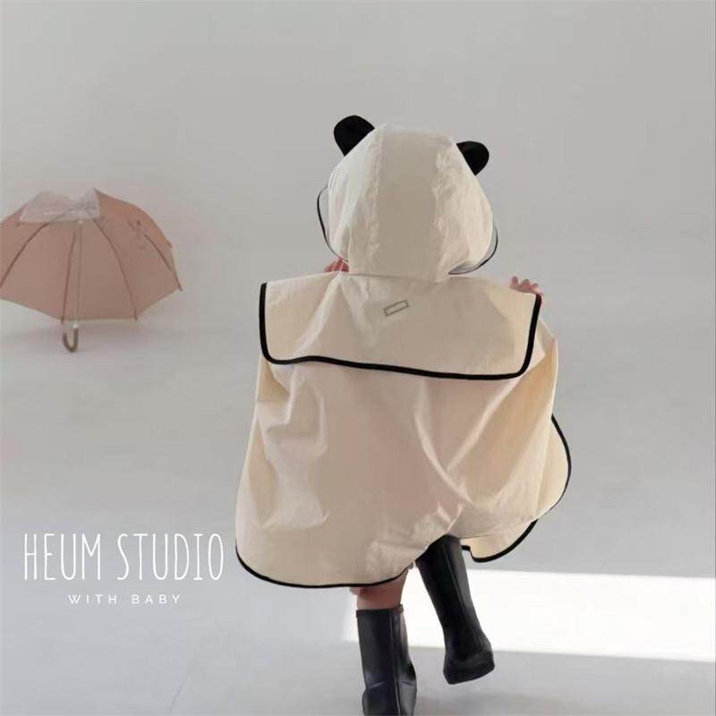 韩国ins儿童雨衣宝宝斗篷连帽雨披幼儿园男童女童带书包位防雨服