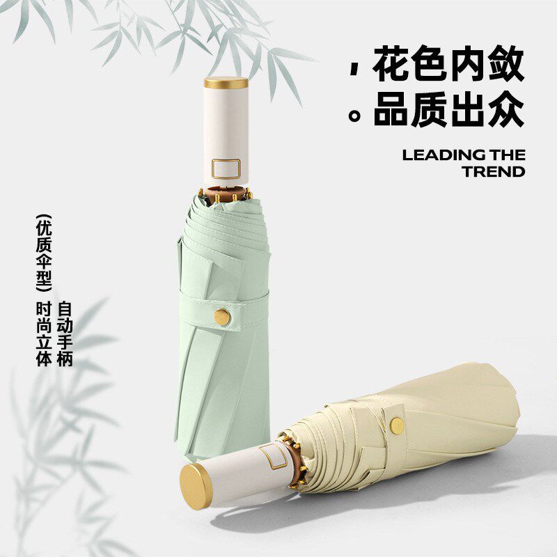 太阳伞双层自动金杆折叠伞高级感防晒遮阳伞彩胶防紫外线晴雨两用
