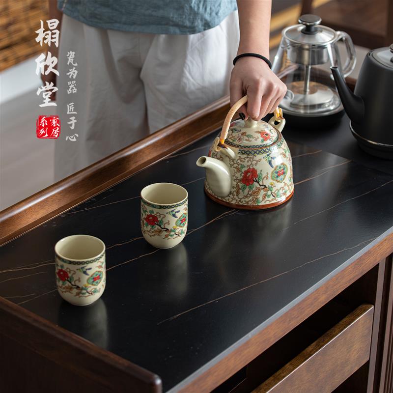 胡桃木整装一体餐边柜实木烧水壶一体茶水柜家用小茶台移动茶吧机