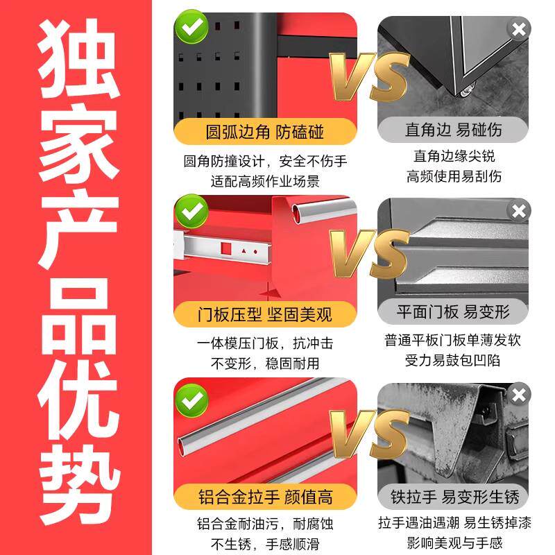 加厚款车间移动工具车多功能重型汽修工具柜五金收纳小推车工具箱