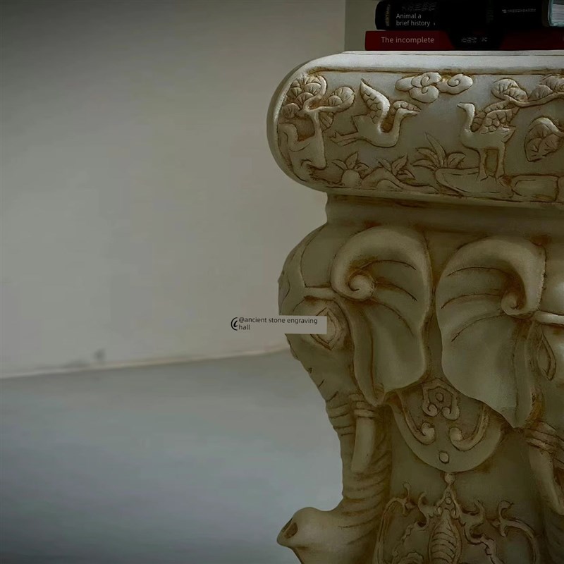 汉白玉仿古石墩 石柱墩 老石墩 做旧石花台 柱顶墩大象门墩石花架