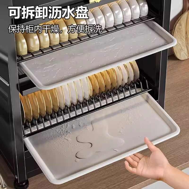 碗柜家用厨房碗架沥水架多功能防尘碗碟置物架台面小型碗盘收纳柜