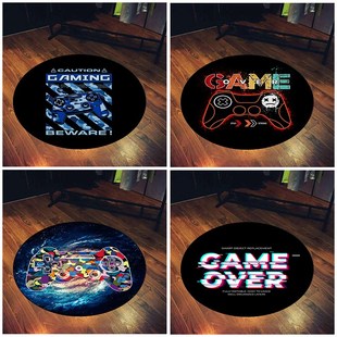 游戏电竞椅圆形地垫男孩卧室电脑椅转椅垫子网吧电竞房圆形地毯