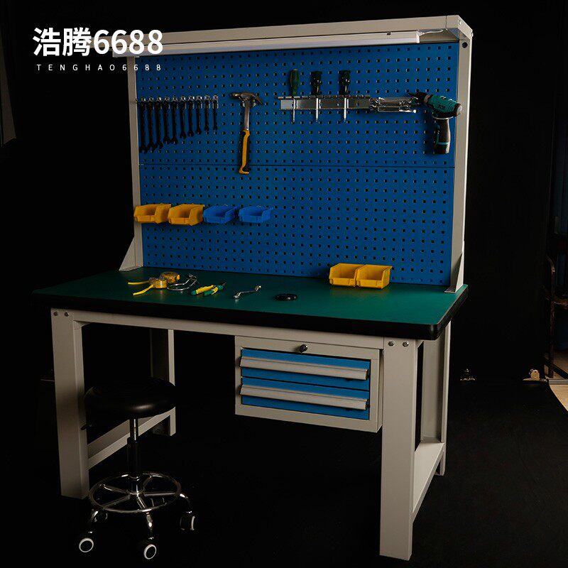 车间带灯架防静电工作台桌子实验仪器测试台装配维修台抽屉包装台