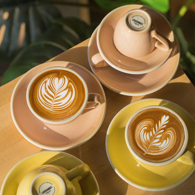 I6CV鸡蛋型咖啡杯子250ml陶瓷卡布拉花拿铁杯碟套装Lovera