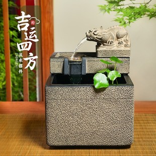 茶室氛围布置室内玄关吸水兽流水摆件吐水循环水系办公室桌面景观
