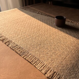 纯麻复古风桌旗茶席茶桌餐桌诧寂风新中式高端轻奢禅意高级感桌布
