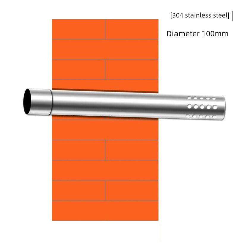 【304不锈钢】冲孔排烟管直径100mm燃气热水器出墙管室外防风管