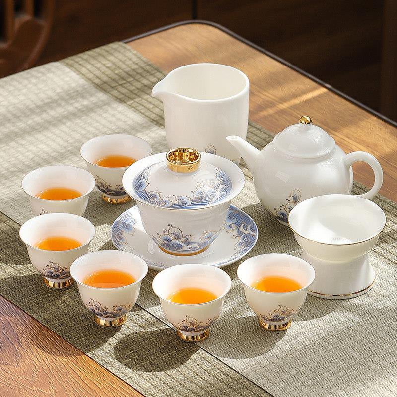 永丰源德化羊脂玉白瓷功夫茶具套组家用泡茶壶盖碗茶杯待客喝茶整
