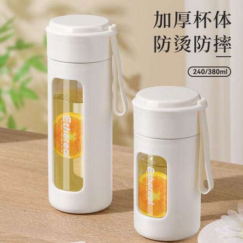 韩国进口水杯玻璃杯夏季防摔双层隔热耐高温便携2026新款泡茶杯子