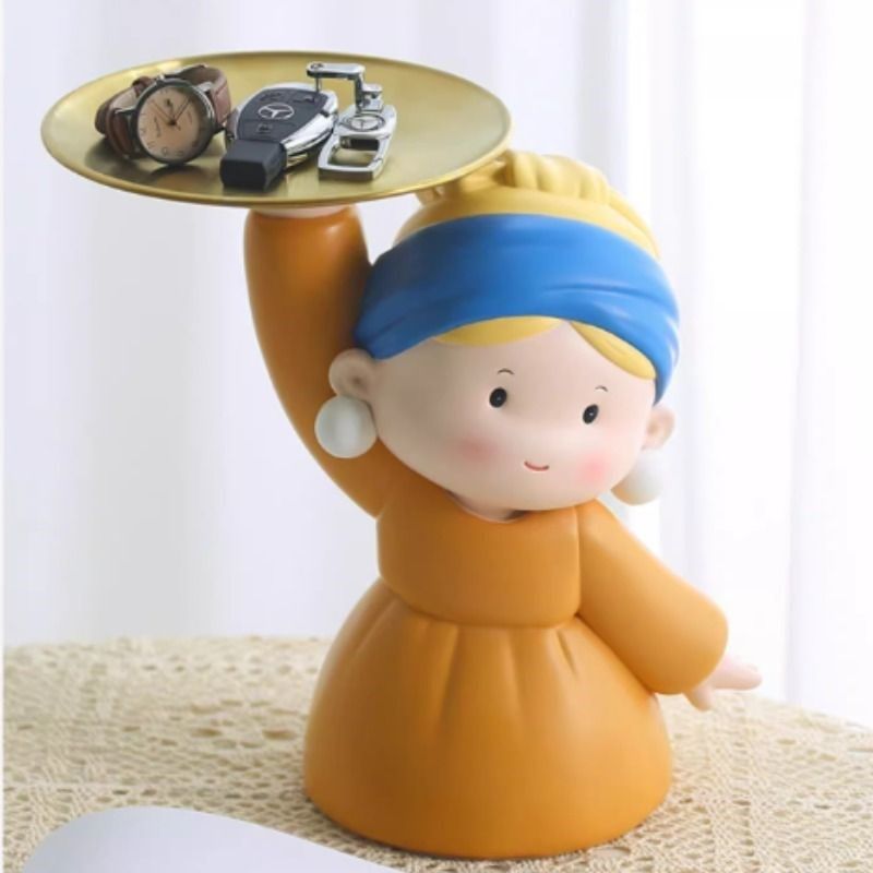 进门玄关钥匙收纳摆件戴珍珠耳环少女创意客厅酒柜装饰品乔迁礼物