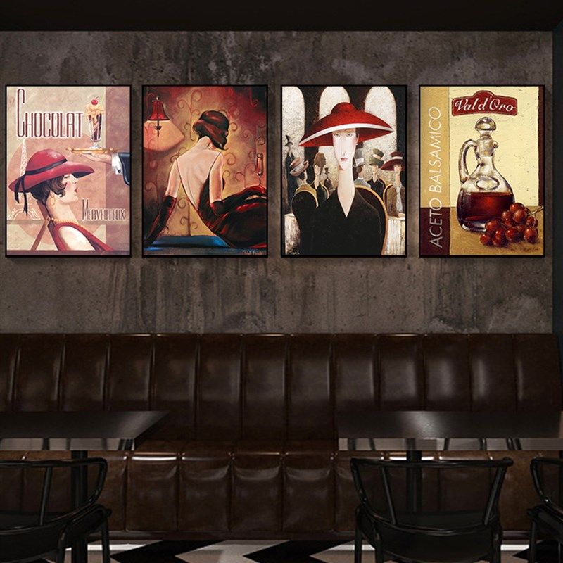 工业风酒吧装饰画饭厅复古美女舞女挂画个性包厢沙发背景墙面壁画,家居饰品,现代装饰画,淘宝优惠券,粉丝福利购,淘宝优惠卷
