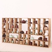 实木架子客厅简约置物架红酒架中式 博古架烧桐木古董收纳架展示架