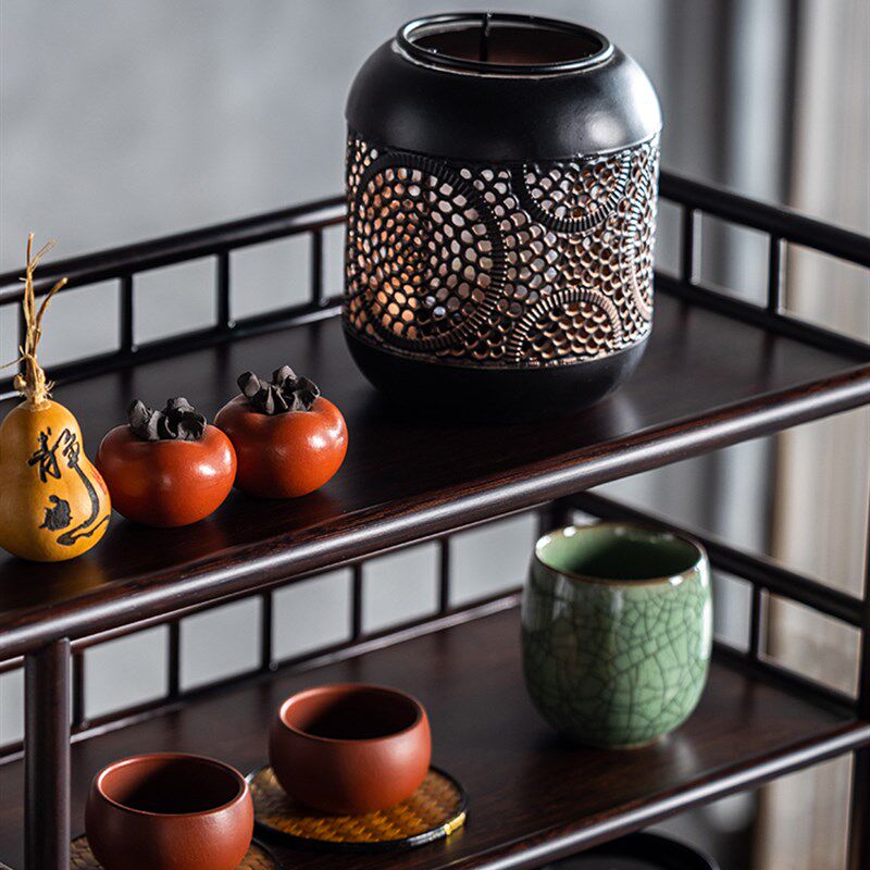 新桌面带抽屉博古架办公室茶具置物架茶壶架紫砂壶摆件展示收纳架