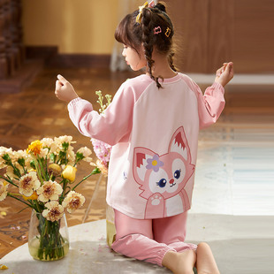 女童睡衣春秋款儿童纯棉长袖亲子家居服母女套装2023新款公主女孩