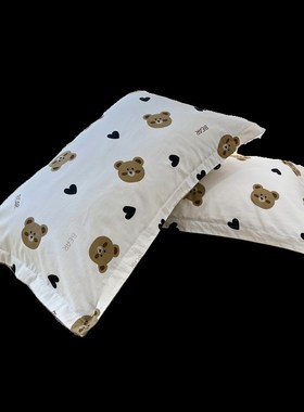 全棉枕套透气舒适纯棉枕头套学生单人长方形48x74cm枕芯套一对装