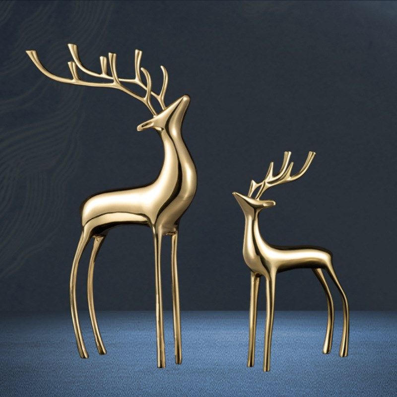 招财铜鹿摆件高档家居轻奢办公室桌面客厅电视柜装饰摆件乔迁礼物,家居饰品,装饰摆件,淘宝优惠券,粉丝福利购,淘宝优惠卷