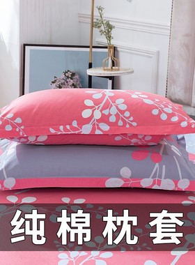 纯棉枕套一对装4874cm成人枕头套学生宿舍单人枕皮全棉大号包邮
