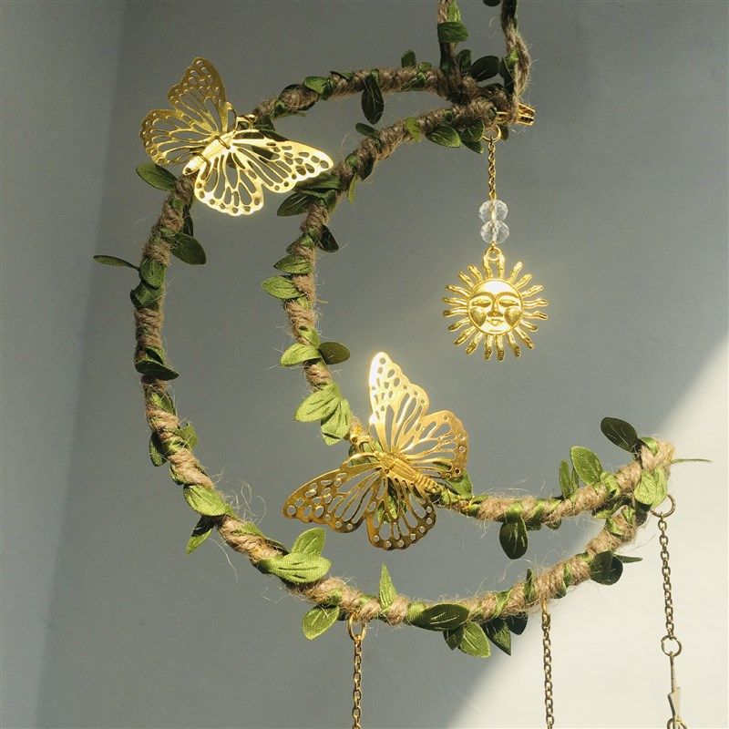 麻绳叶子花蝴蝶月亮窗户庭院风铃挂饰天然水晶园林挂件水晶球装饰,家居饰品,吊饰/挂饰,淘宝优惠券,粉丝福利购,淘宝优惠卷