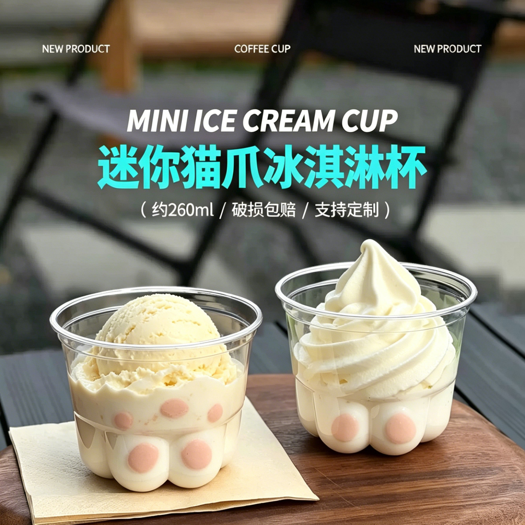 PET猫爪杯ins网红咖啡杯子塑杯