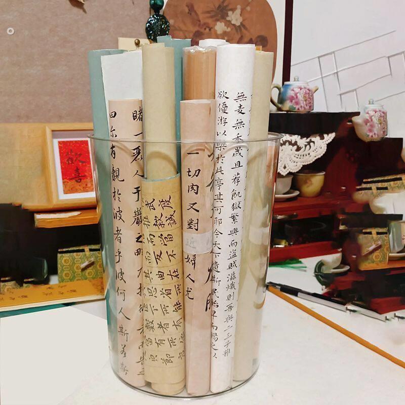 【工厂直销】书法用纸筒收纳筒透明塑料整理盒大容量宣纸书法收纳
