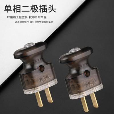全铜摔不坏 二脚可转换电源插头可拆卸免焊接16A250V家用2芯2极头