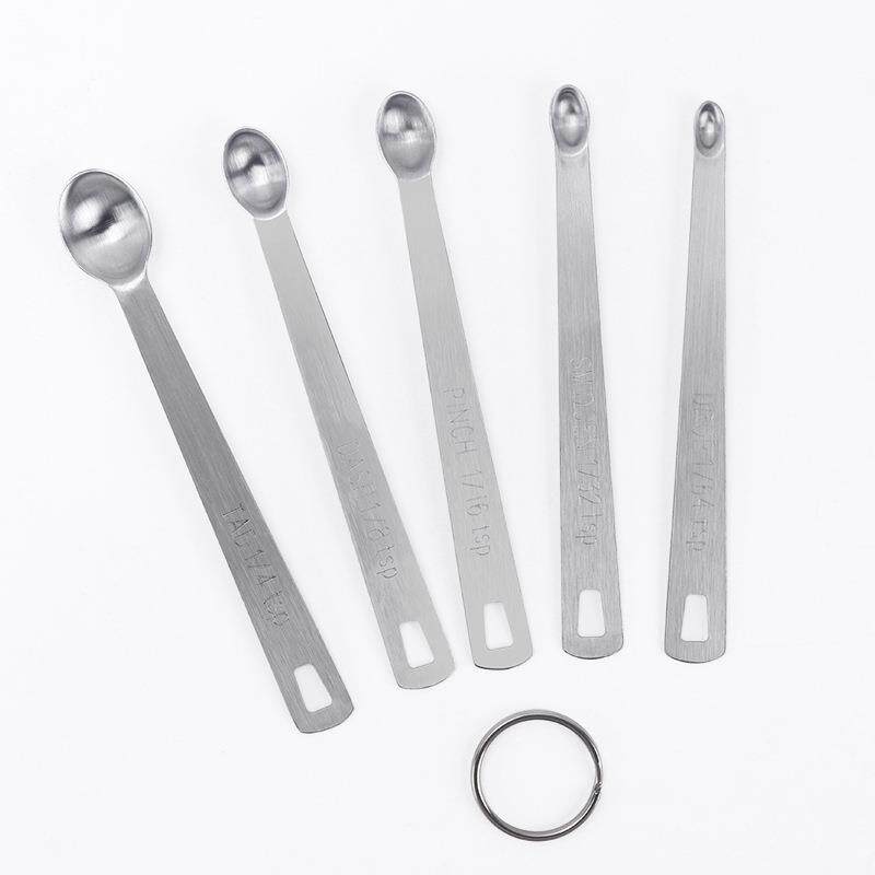 烘焙工具不锈钢迷你量匙5件套厨房调味匙五件组合不锈钢量勺套装