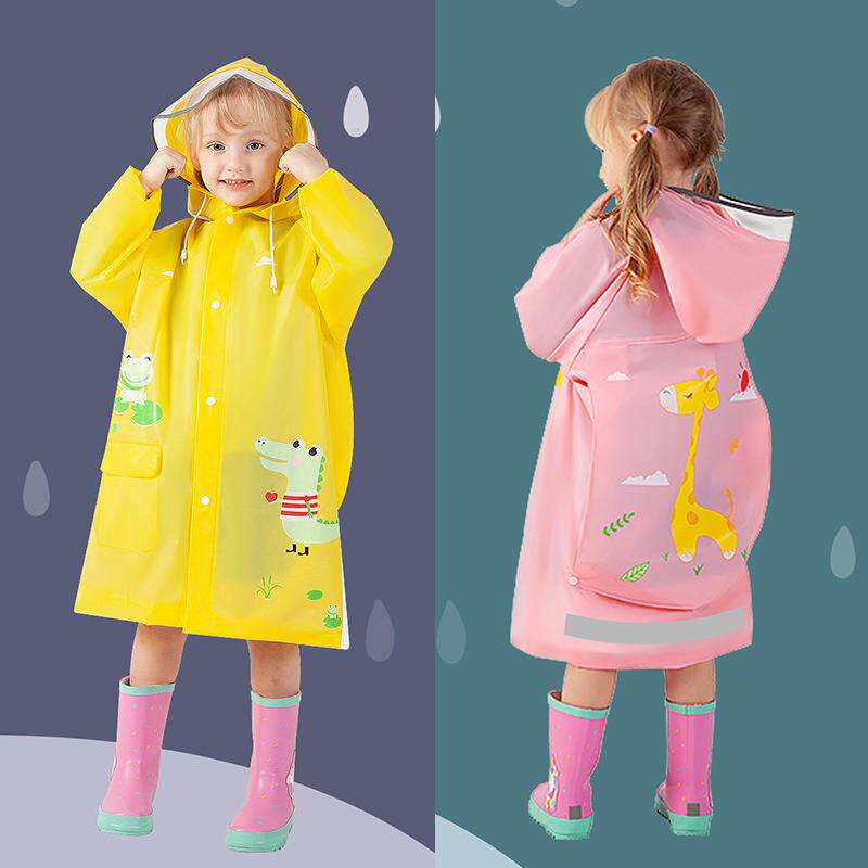 儿童雨衣带书包位宝宝大童小学生雨披透明卡通恐龙连体雨衣