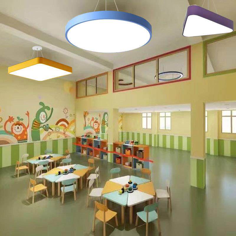 卡通几何吊灯幼儿园大厅教室过道正方形三角形圆形创意造型吸顶灯