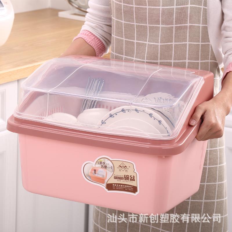 大防尘厨房碗碟架带盖装碗柜沥水架放碗筷盒家用厨具收纳箱晾碗架