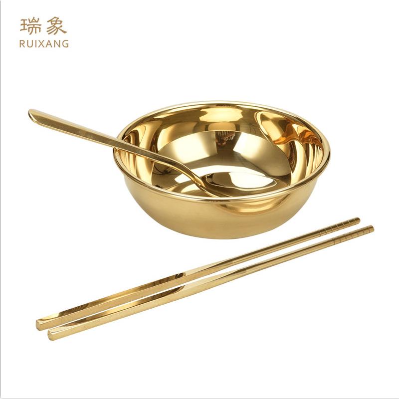 铜碗铜筷子铜勺子环保黄铜/铜餐具套装金饭碗家居用饭碗