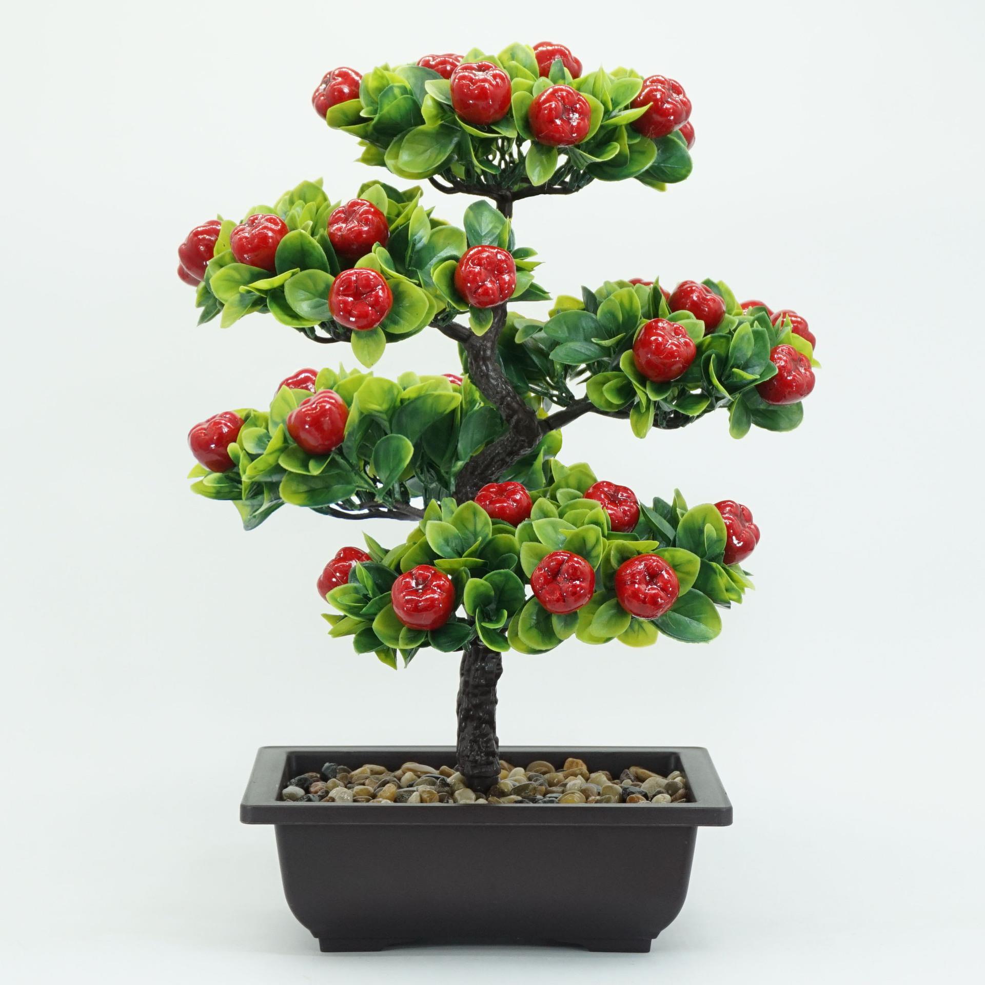 新款仿真水果大盆景 仿真植物盆栽摆件 家居装饰桌面塑料假花