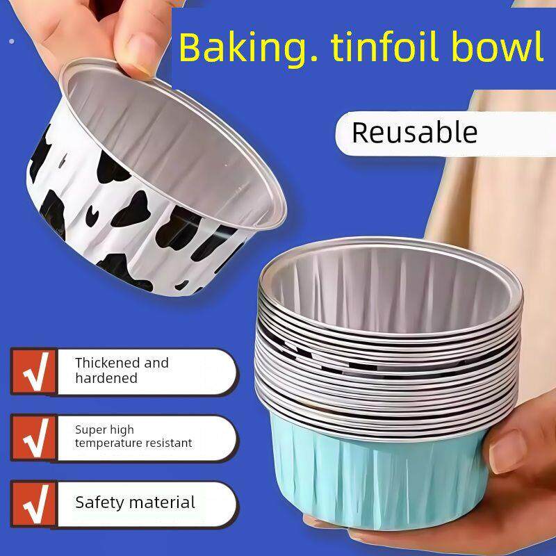 加厚锡纸碗空气炸锅铝箔蛋糕杯烤箱烘烤锡纸盒野餐布丁杯蛋糕模具