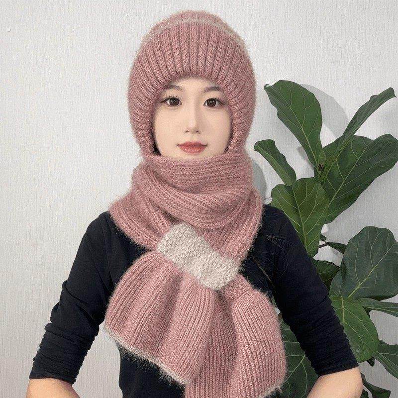 新款帽子围巾一体加绒加厚女冬季毛线编织风雪帽保暖网红帽防风寒,服饰配件/皮带/帽子/围巾,帽子,淘宝优惠券,粉丝福利购,淘宝优惠卷