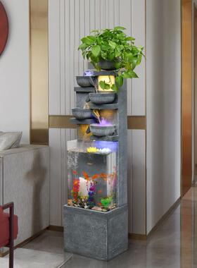 流水摆件假山鱼缸喷泉水景落地居家客厅内加湿器入户招财开业装饰