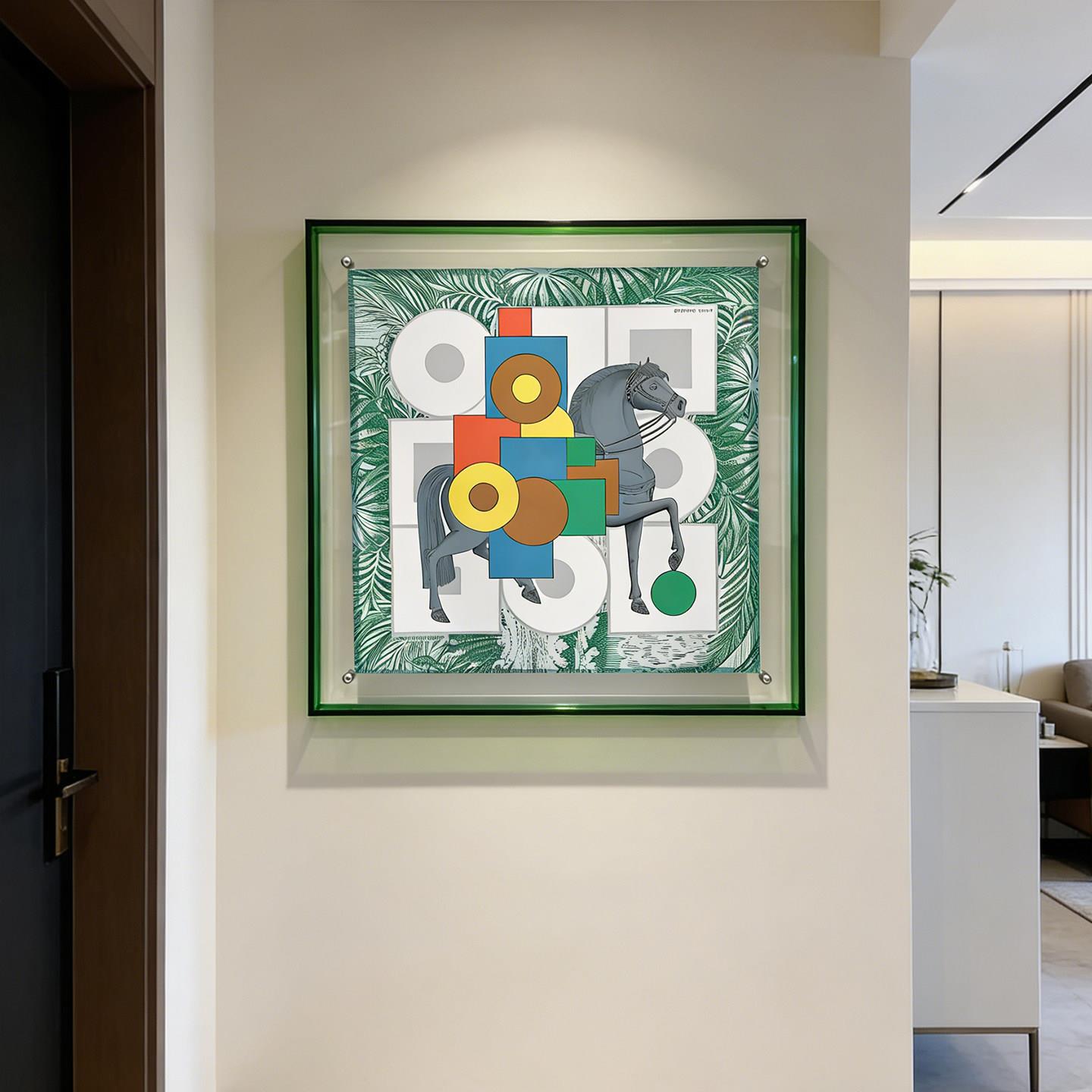 轻奢法式丝巾装饰画客厅餐厅几何狂想亚克力挂画高级感玄关壁画