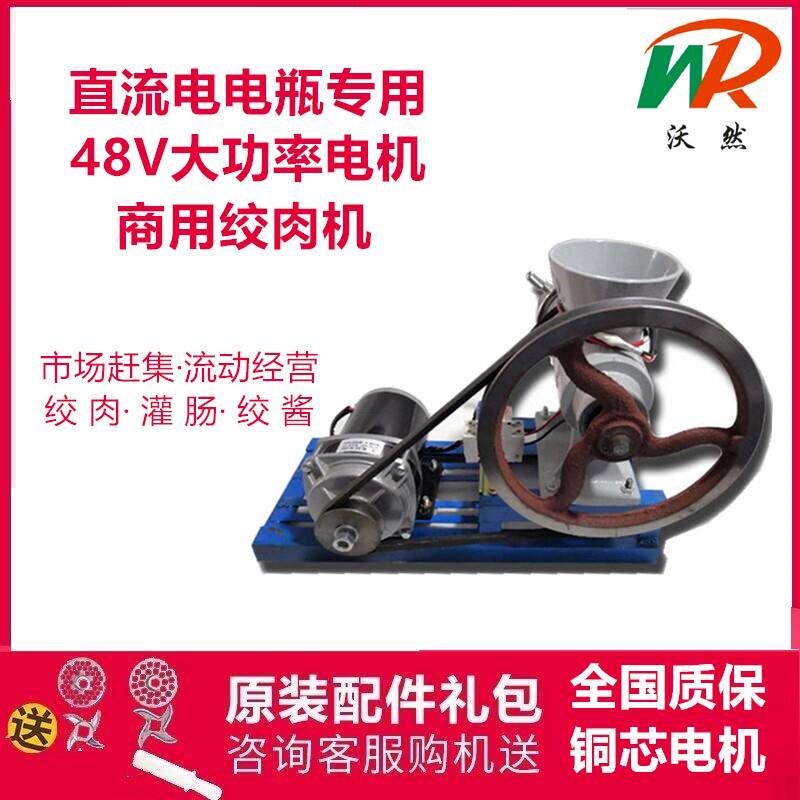 赶集早市摆摊用电瓶绞肉机48v直流电电动商用绞辣椒鱼肉碎肉机