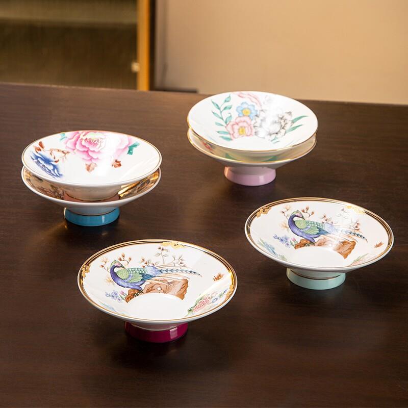 轻奢甜品碗点心碗骨瓷餐具高颜值家用吃饭碗精致陶瓷碗盘斗笠碗