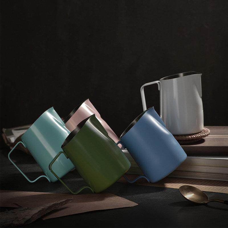 惠家WPM拉花缸450CC咖啡拉花杯奶泡杯拉花奶缸不锈钢斜口尖嘴圆嘴