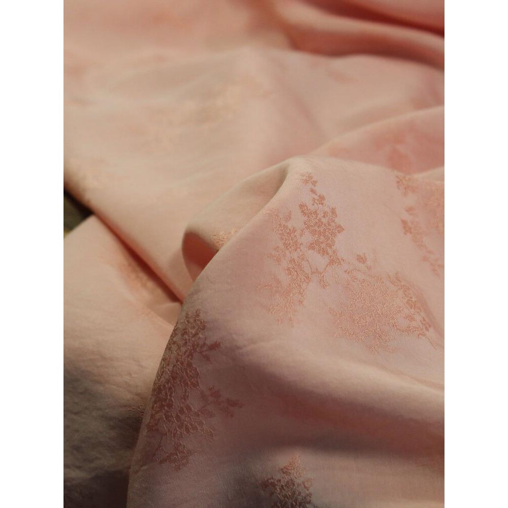 瓦娜家新品玫瑰花纤维布料高端裙袍衬衫带阵阵花香提花服装面料粉