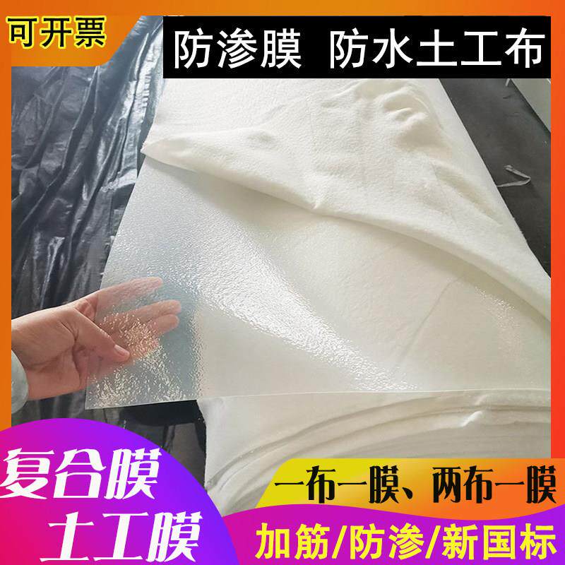白色土工膜复合土工布hdpe防渗膜一布一膜两布一膜鱼塘防水养殖膜