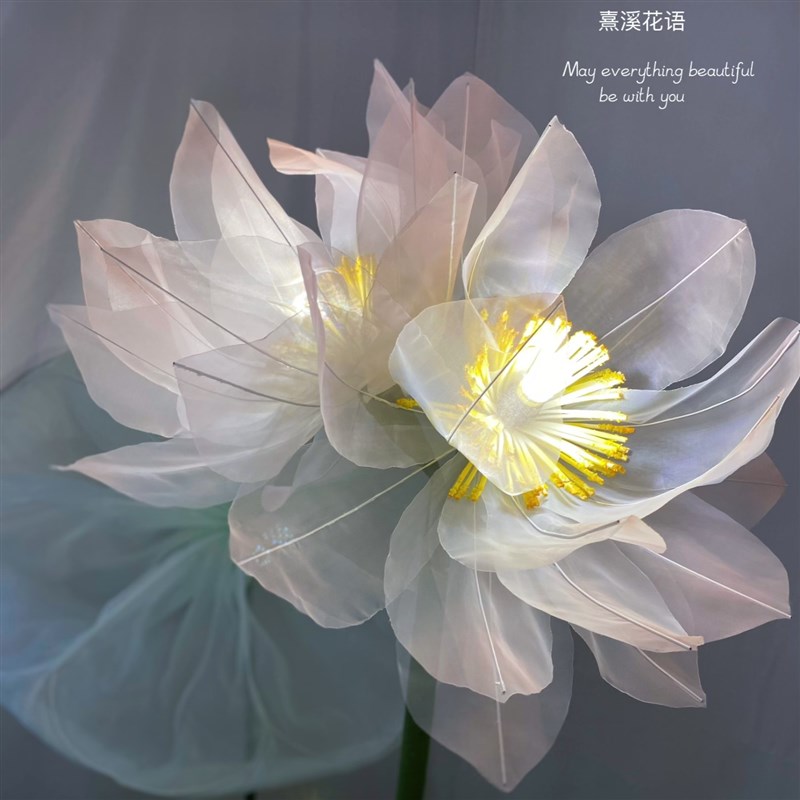 大型荷花开合花灯手工工艺品摆件橱窗装饰落地灯氛围灯瓶插花
