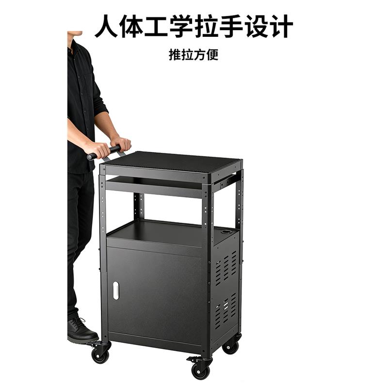 移动电脑车万向轮主机显示器仪器车带柜散热孔多层办公电脑推车
