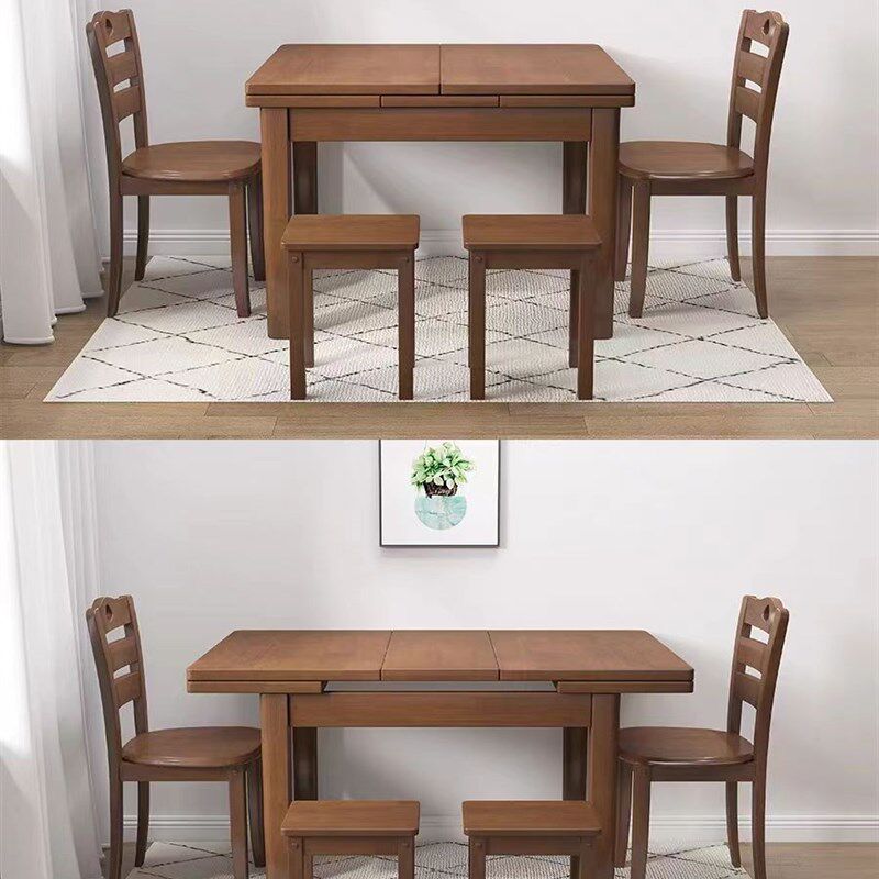 全实木可伸缩折叠餐桌长方形自动叠拉台家用小户型多功能桌椅组合,住宅家具,餐桌+餐椅,淘宝优惠券,粉丝福利购,淘宝优惠卷