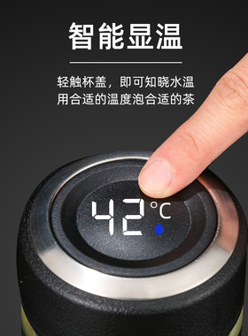 匡迪华象双层玻璃杯便携车载加厚智能测温显泡茶水杯大容量750ml
