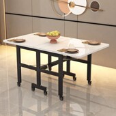 家用折叠餐桌小户型超薄多功能可移动伸缩长方形不占地吃饭小桌子