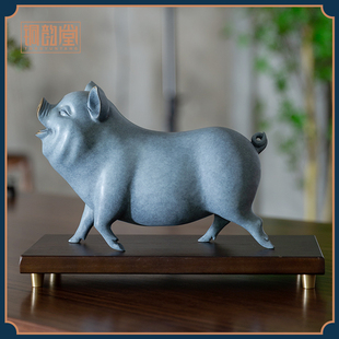 铜韵堂丨彩铜可爱猪中式摆件福气家居装饰客厅酒柜玄关生肖猪礼品