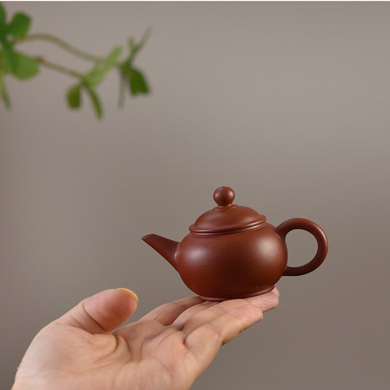 一人独饮 单人迷你潮州手拉壶朱泥紫砂壶潮汕功夫茶小号茶壶小品